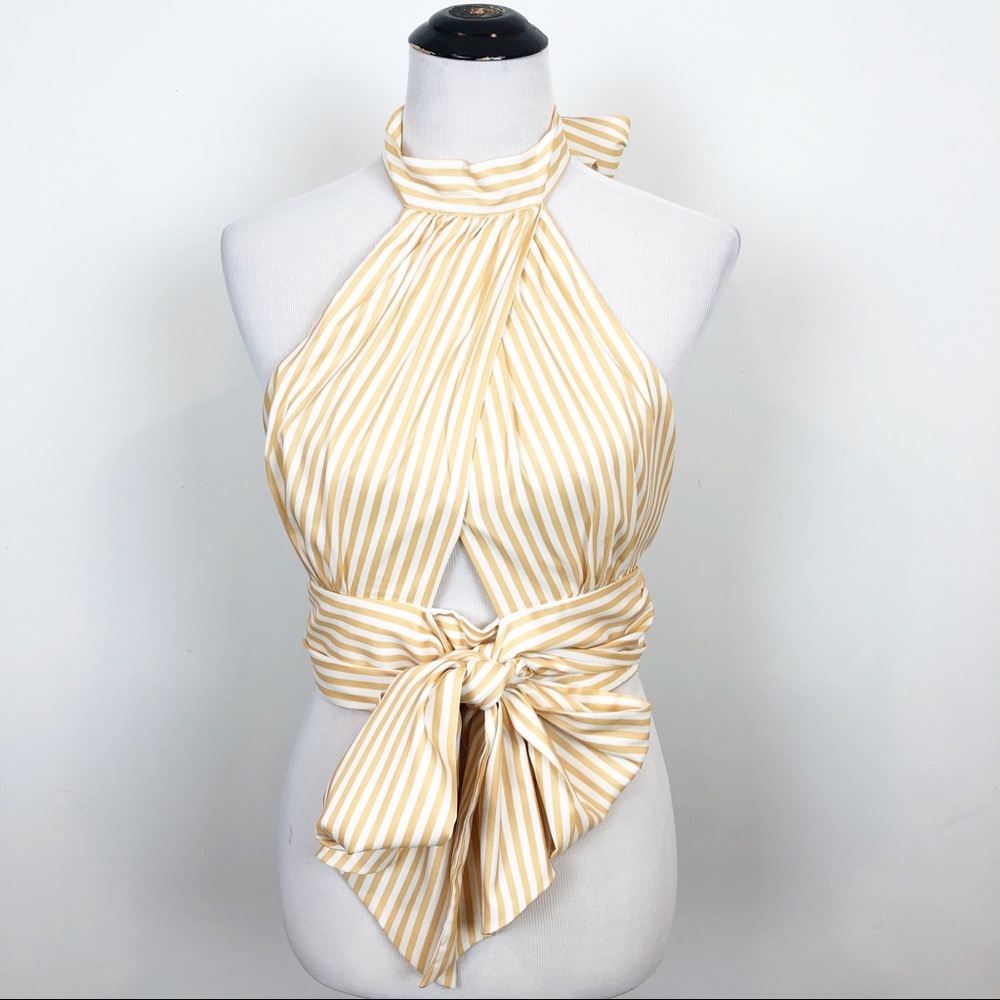 C/MEO COLLECTIVE YELLOW STRIPE SLEEVELESS SHIRT